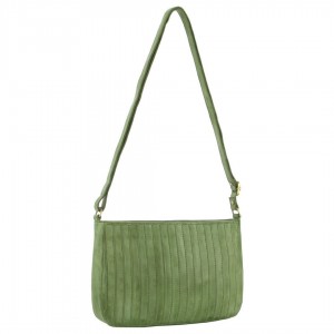 Pierre Cardin Leather Stitch-design Cross-body Bag Green | ZTDIL3642