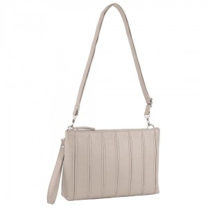 Pierre Cardin Leather Stitch-design Cross-body Bag Beige | VCDOA9378