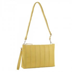 Pierre Cardin Leather Stitch-design Cross-body Bag Yellow | VAEYG0521