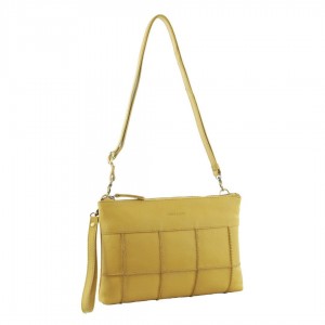 Pierre Cardin Leather Stitch-design Cross-body Bag Yellow | PXDKB9052