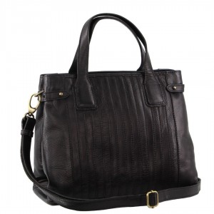 Pierre Cardin Leather Stitch-design Tote Bag Black | FLJYP8195