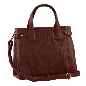 Pierre Cardin Leather Stitch-design Tote Bag Brown | CHYRN7394