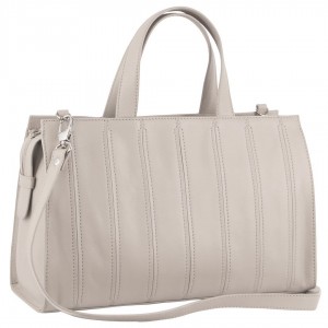 Pierre Cardin Leather Stitch-design Tote Bag Beige | UQXMW1358