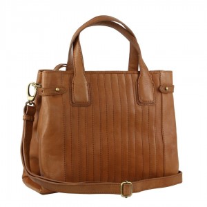 Pierre Cardin Leather Stitch-design Tote Bag Brown | SFCYA0135