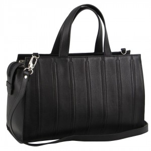 Pierre Cardin Leather Stitch-design Tote Bag Black | NHAFW7642