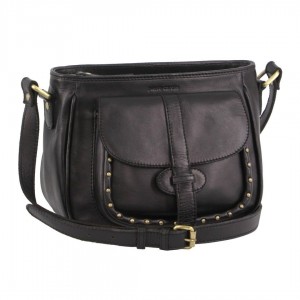 Pierre Cardin Leather Stud Detail Cross-body Bag Black | PSJXA2054