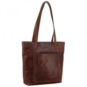 Pierre Cardin Leather Tote Bag Brown | QLAPD2035