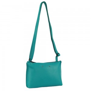 Pierre Cardin Leather Trendy Cross-Body Bag Turquoise | KHBTZ9415