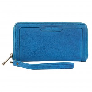 Pierre Cardin Leather Zip around wallet w Wristlet Light Turquoise | ZRSPF0542