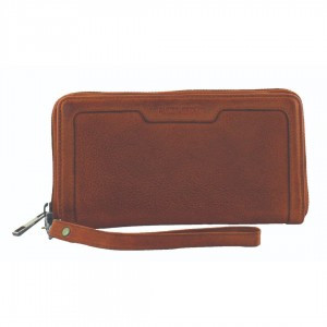 Pierre Cardin Leather Zip around wallet w Wristlet Brown | SQDEH5832