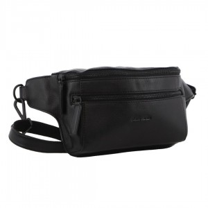 Pierre Cardin Pirre Cardin Leather 3-Way Sling Bag Black | CVKJW1706