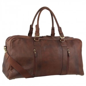 Pierre Cardin Rustic Leather Business Overnight Bag Chocolate | UTEPV1542