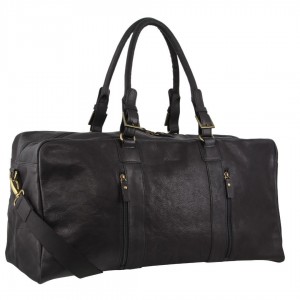 Pierre Cardin Rustic Leather Business Overnight Bag Black | RHOVN6470