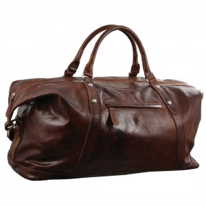 Pierre Cardin Rustic Leather Business Overnight Bag Brown | QMIZV2950