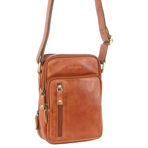 Pierre Cardin Rustic Leather Cross-Body Bag Brown | WKEBP9402