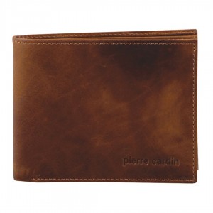 Pierre Cardin Rustic Leather Tri-Fold Wallet Brown | WAEKB2650