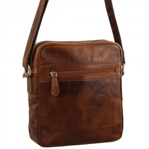 Pierre Cardin Rustic Leather iPad Bag Brown | DKZTY0128