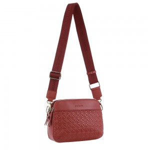 Pierre Cardin Webbing Strap Leather Crossbody Bag Marsala | WSAYB1097