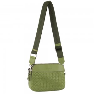 Pierre Cardin Webbing Strap Leather Crossbody Bag Leaf | QVFCB6725