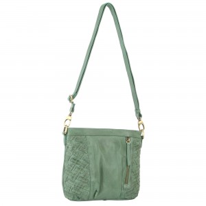 Pierre Cardin Woven Embossed Leather Crossbody Bag Green | GAWJX0126