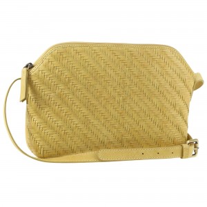 Pierre Cardin Woven Embossed Leather Cross-Body Bag Yellow | XQUGB5896