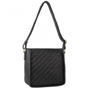 Pierre Cardin Woven Embossed Leather Cross-Body Bag Black | BHDEK6584