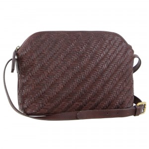 Pierre Cardin Woven Embossed Leather Cross-Body Bag Burgundy | ARNMD4670