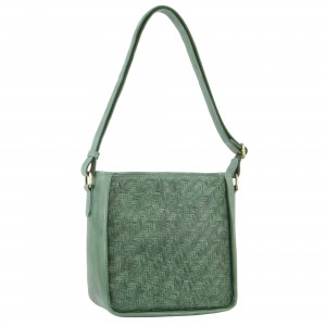 Pierre Cardin Woven Embossed Leather Cross-Body Bag Green | XBIQE2354