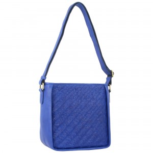 Pierre Cardin Woven Embossed Leather Cross-Body Bag Royal Blue | TNXJE3192