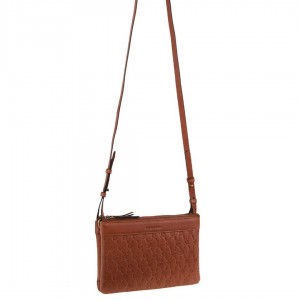 Pierre Cardin leather Pleated-Design Cross-Body Bag Brown | DEZPY4538