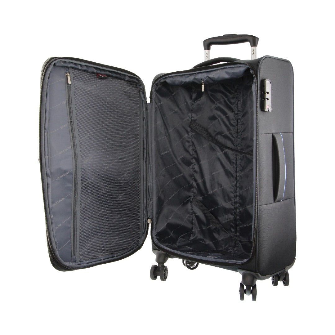 Pierre Cardin 68cm MEDIUM Soft Shell Suitcase Black | WFKRH7483