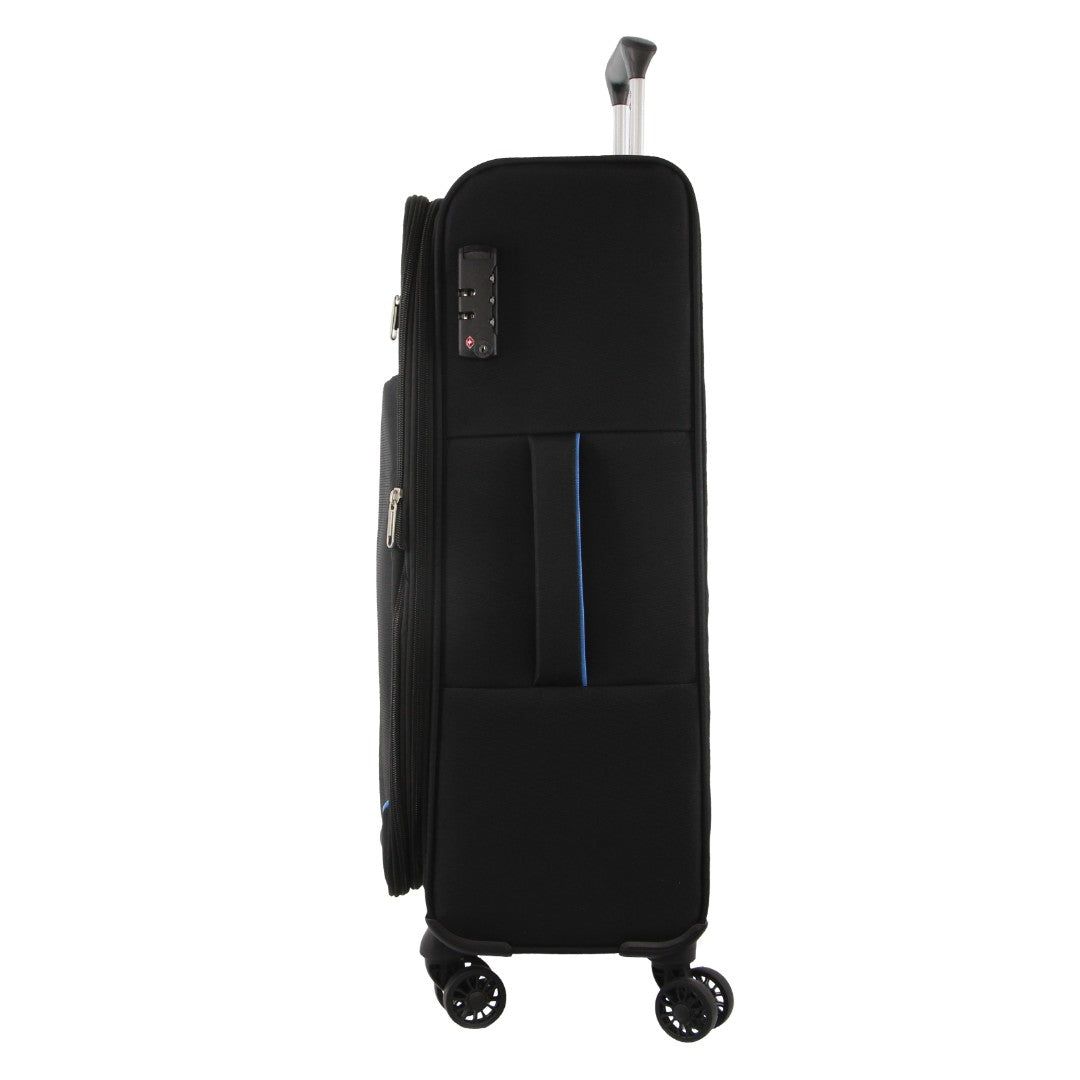 Pierre Cardin 68cm MEDIUM Soft Shell Suitcase Black | WFKRH7483