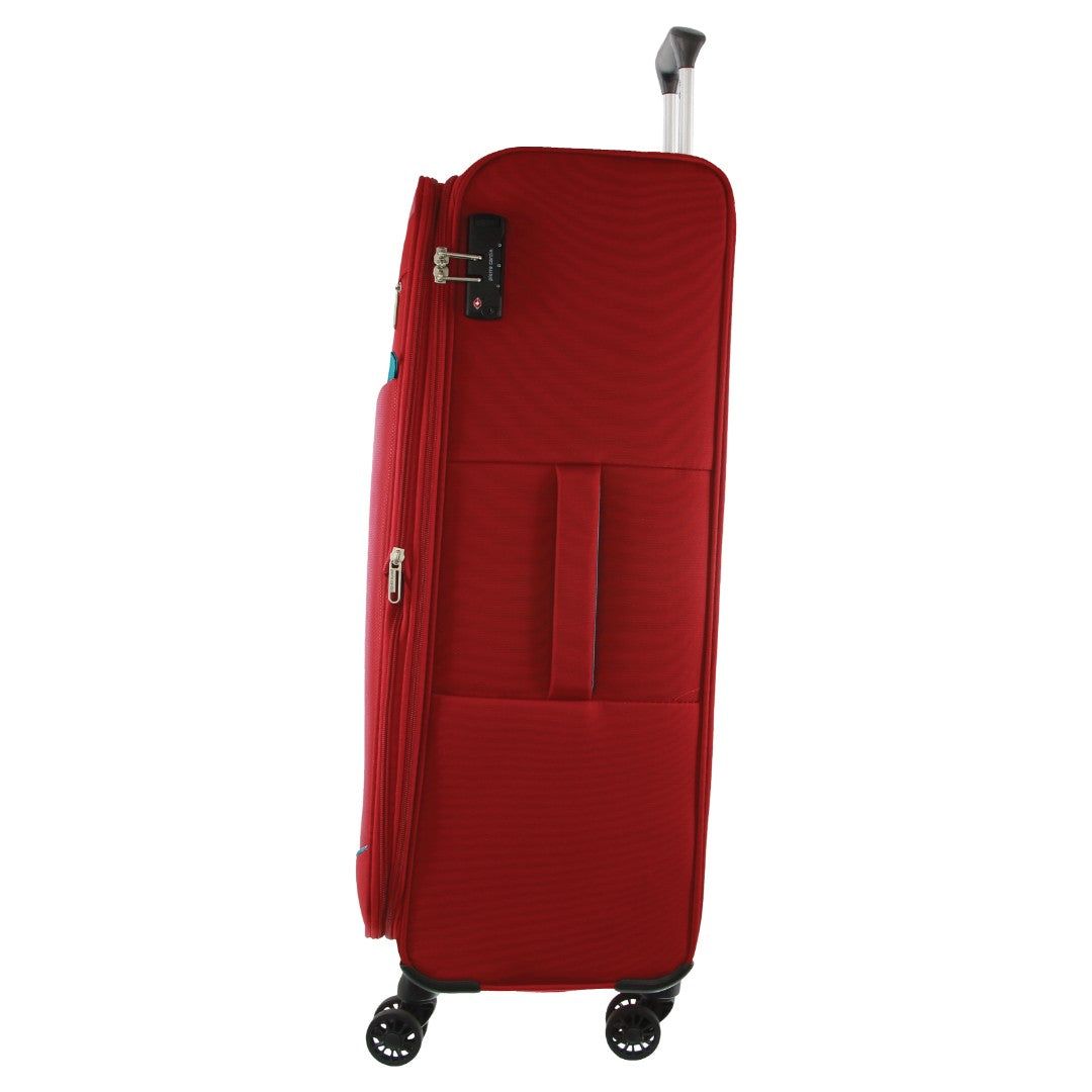 Pierre Cardin 76cm LARGE Soft Shell Suitcase Red | GBQHD9012