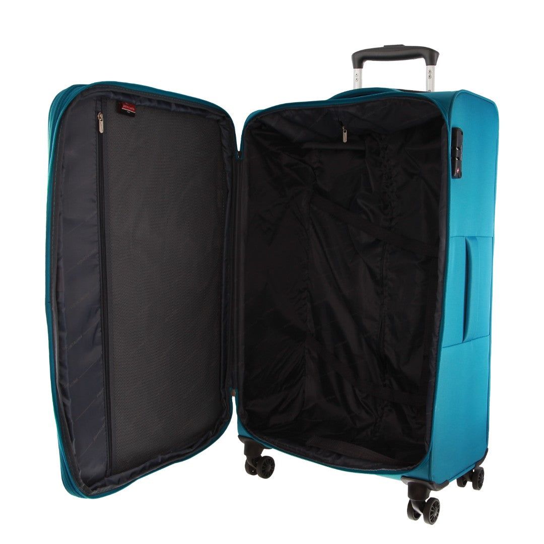 Pierre Cardin 76cm LARGE Soft Shell Suitcase Turquoise | XCGOL0512