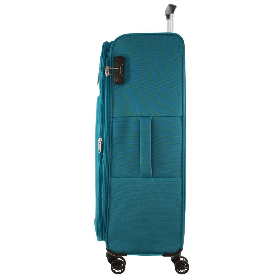 Pierre Cardin 76cm LARGE Soft Shell Suitcase Turquoise | LRNKT5693