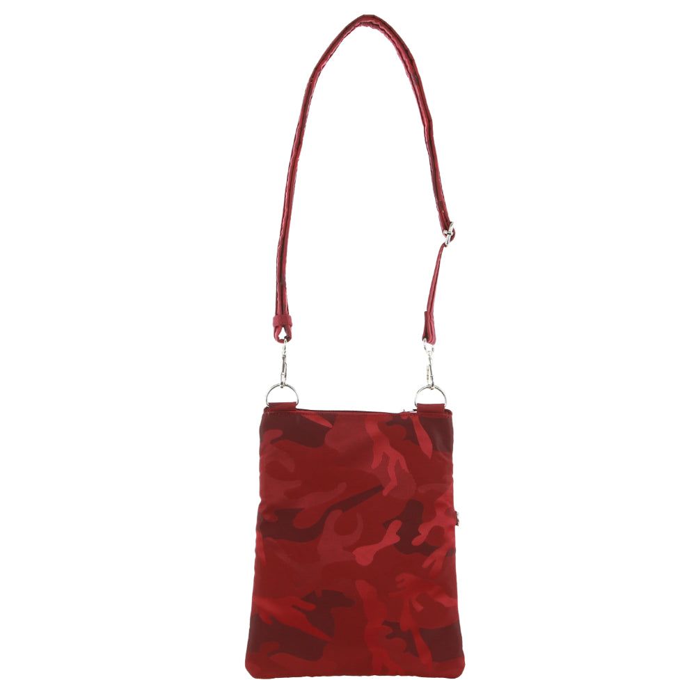 Pierre Cardin Anti-Theft Cross Body Bag Burgundy / Camo | QBATU5293