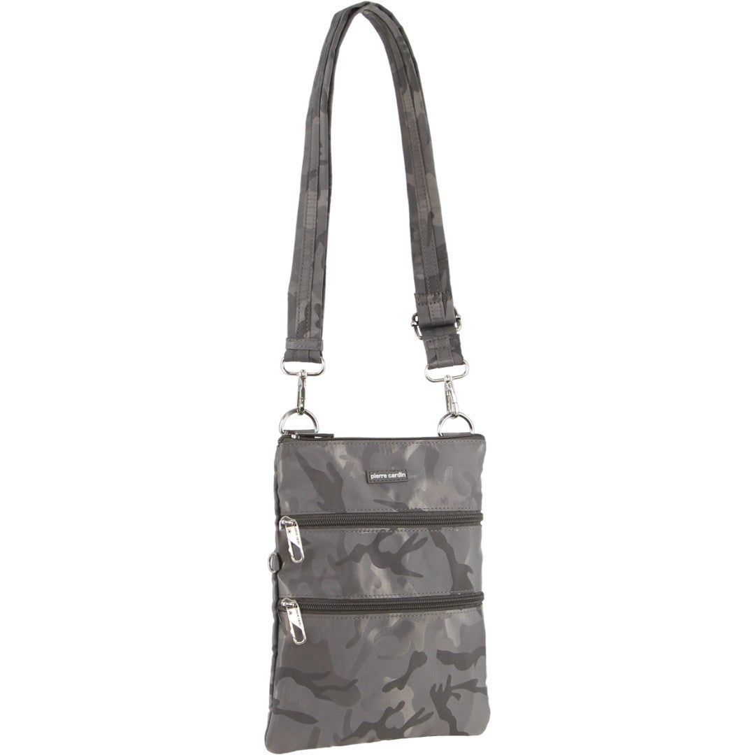 Pierre Cardin Anti-Theft Cross Body Bag Grey / Camo | BLQCU0472