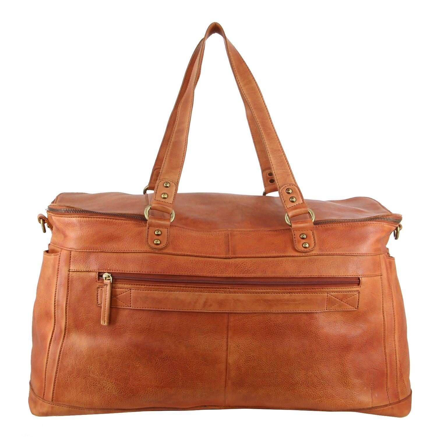 Pierre Cardin Burnished Leather Multi-Compartment Overnight Bag Brown | TQSPZ1487