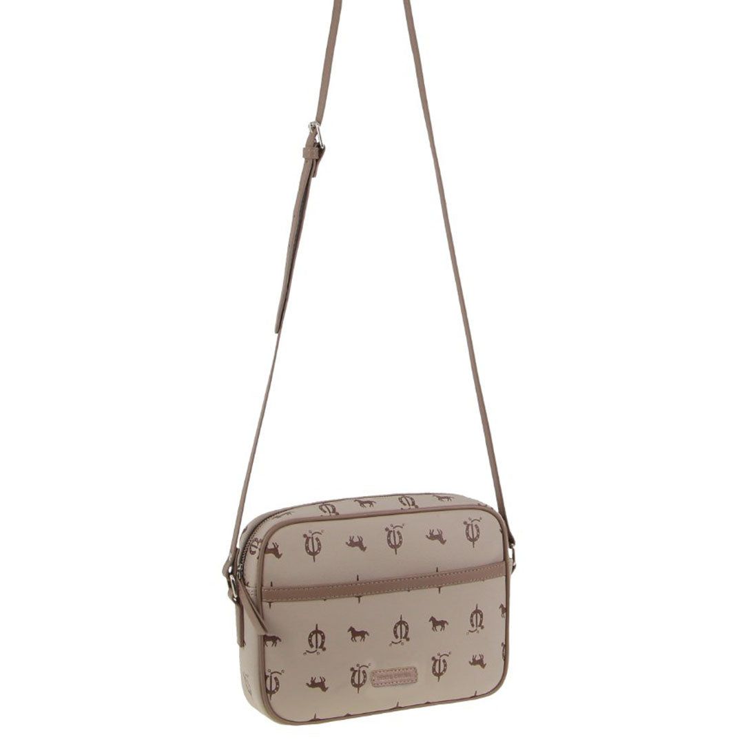 Pierre Cardin Canvas Leather Trim Square Cross-body Bag Beige | JQGXY9620