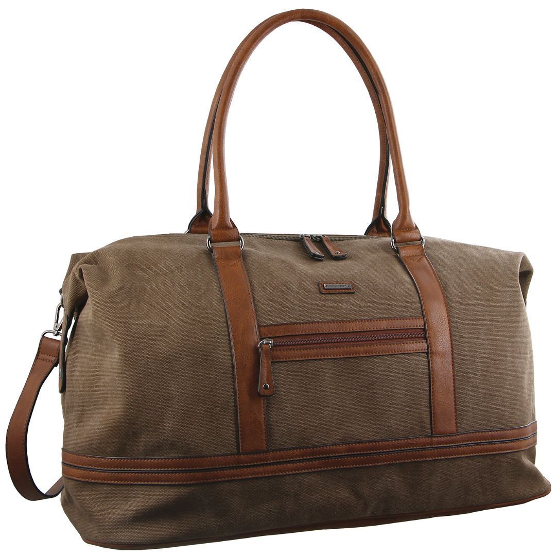 Pierre Cardin Canvas Overnight Bag Brown | KYOND2603