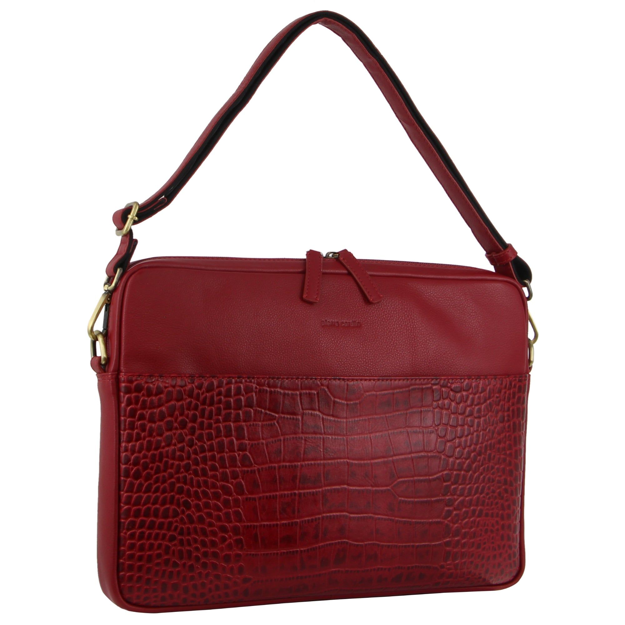 Pierre Cardin Croc-Embossed Leather Business Computer Bag Red | GEMOD3952