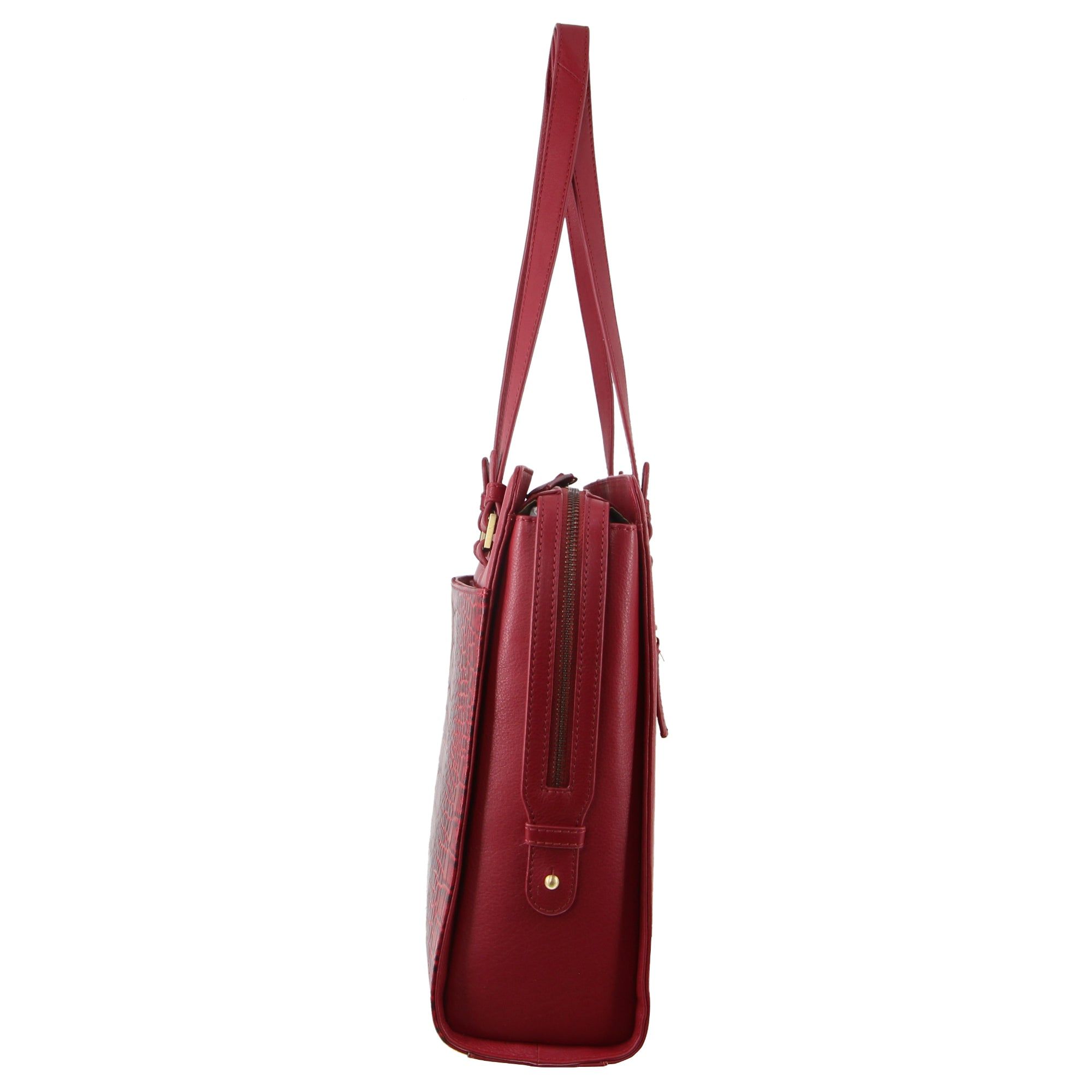 Pierre Cardin Croc-Embossed Leather Business Computer Bag Red | OMVPU4192