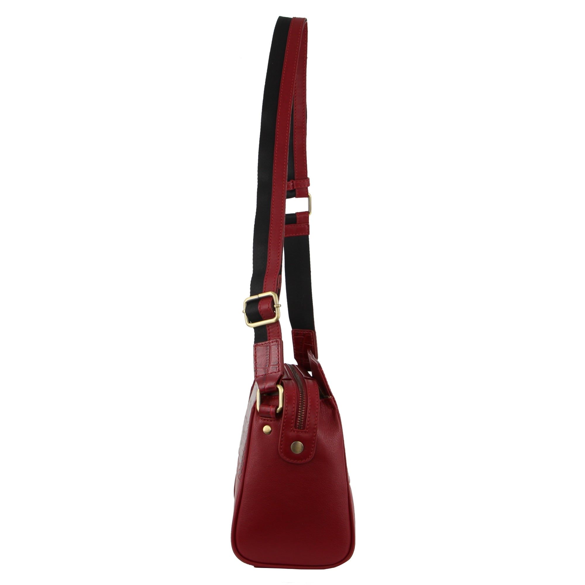 Pierre Cardin Croc-Embossed Leather Cross-Body Bag Red | HMLEB5893