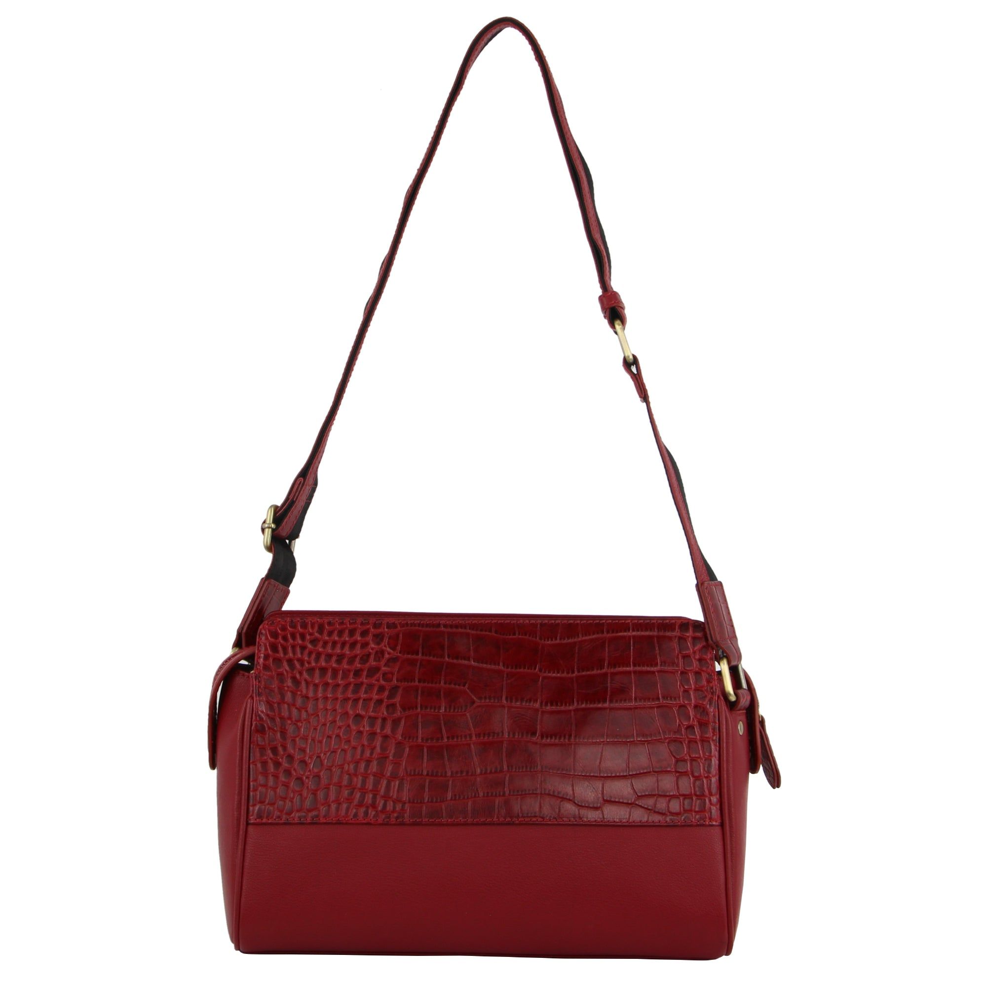 Pierre Cardin Croc-Embossed Leather Cross-Body Bag Red | HMLEB5893