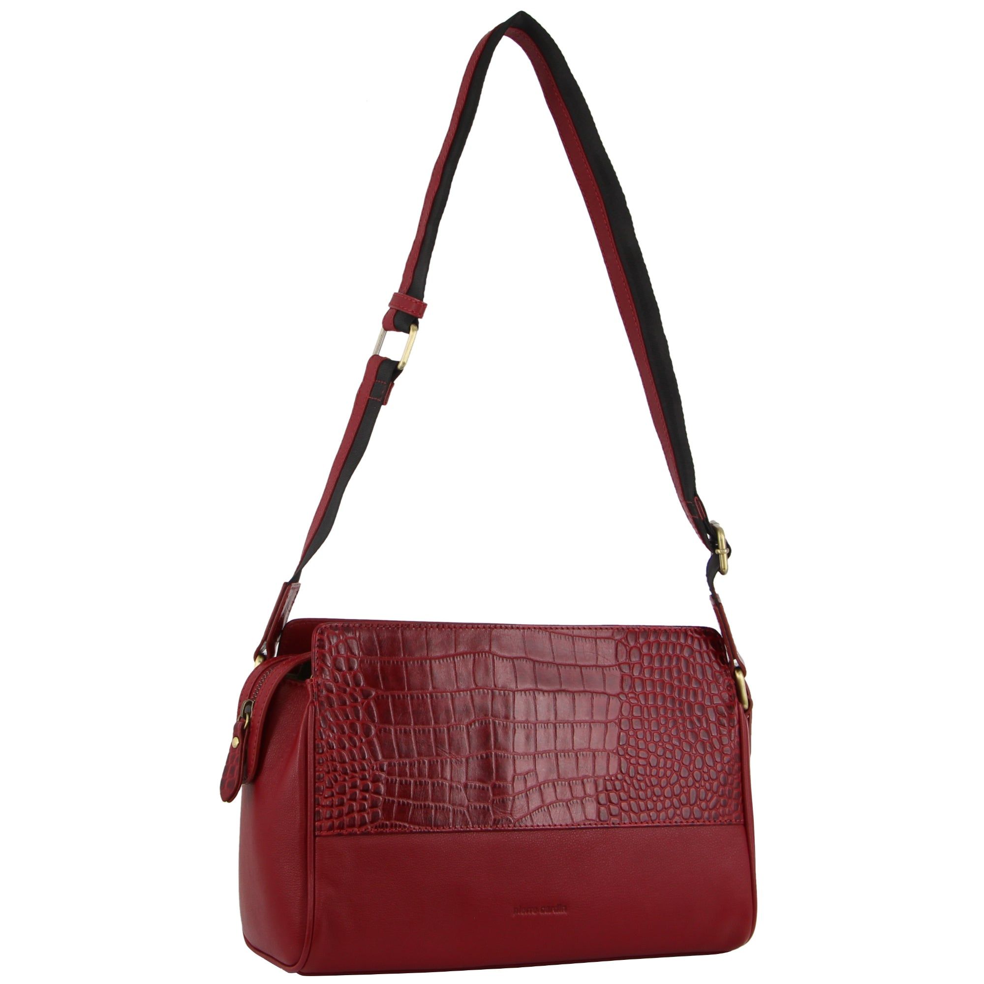 Pierre Cardin Croc-Embossed Leather Cross-Body Bag Red | HMLEB5893