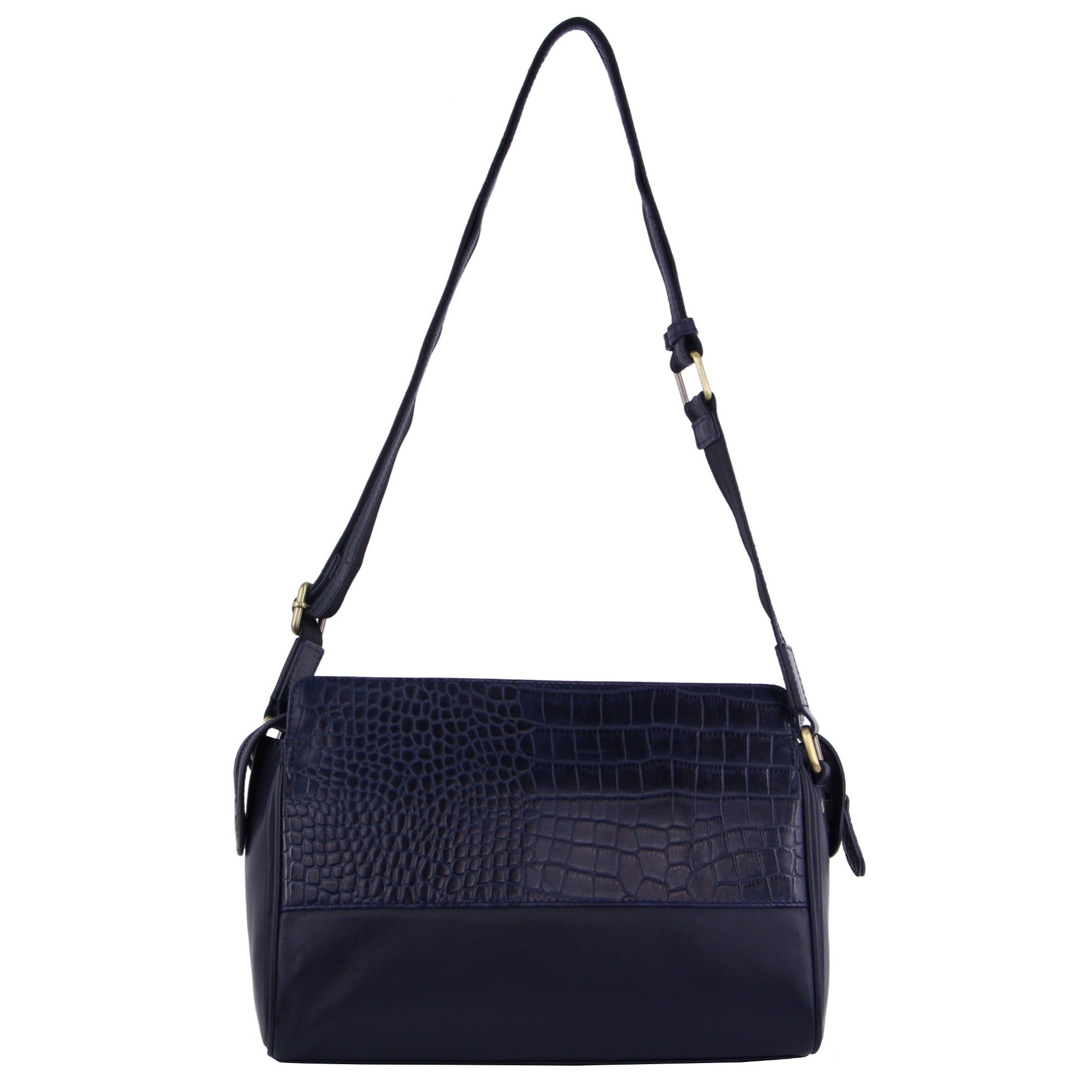 Pierre Cardin Croc-Embossed Leather Cross-Body Bag Navy | HEUAL6749