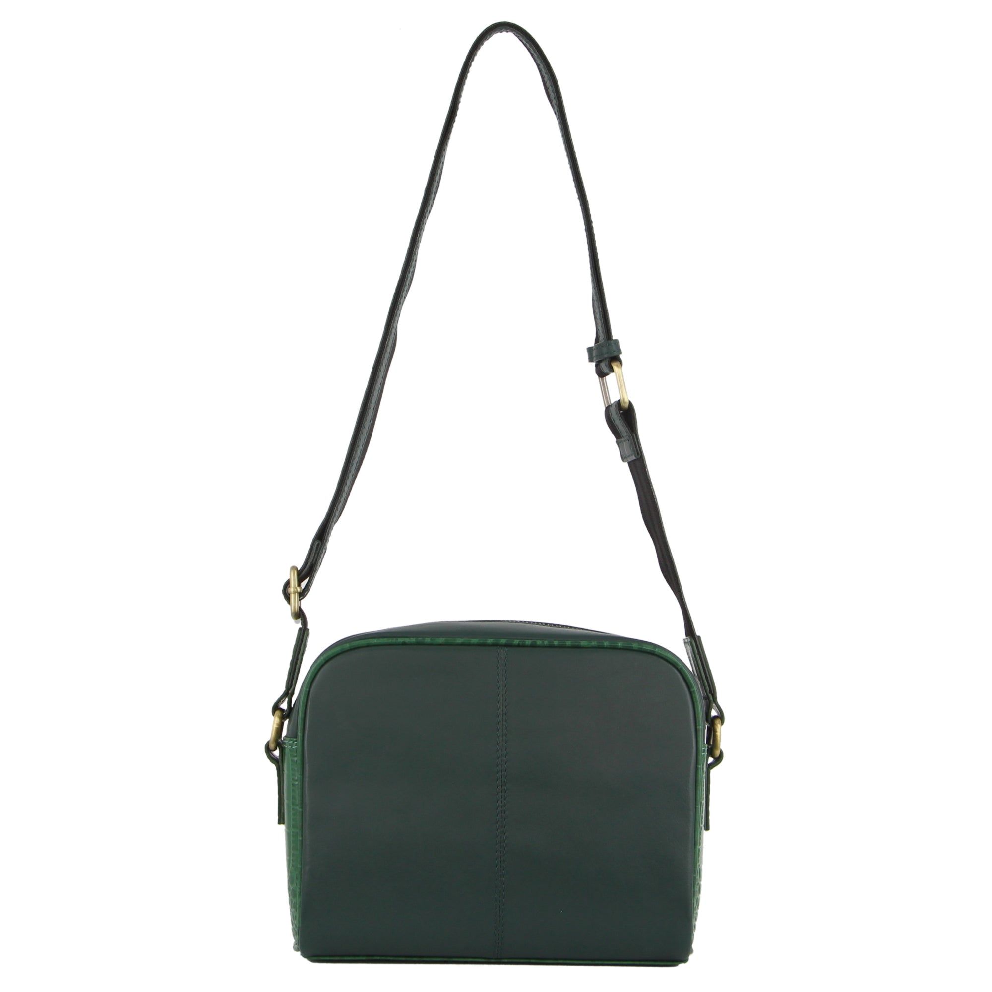 Pierre Cardin Croc-Embossed Leather Cross-Body Bag Green | VLIXC3149