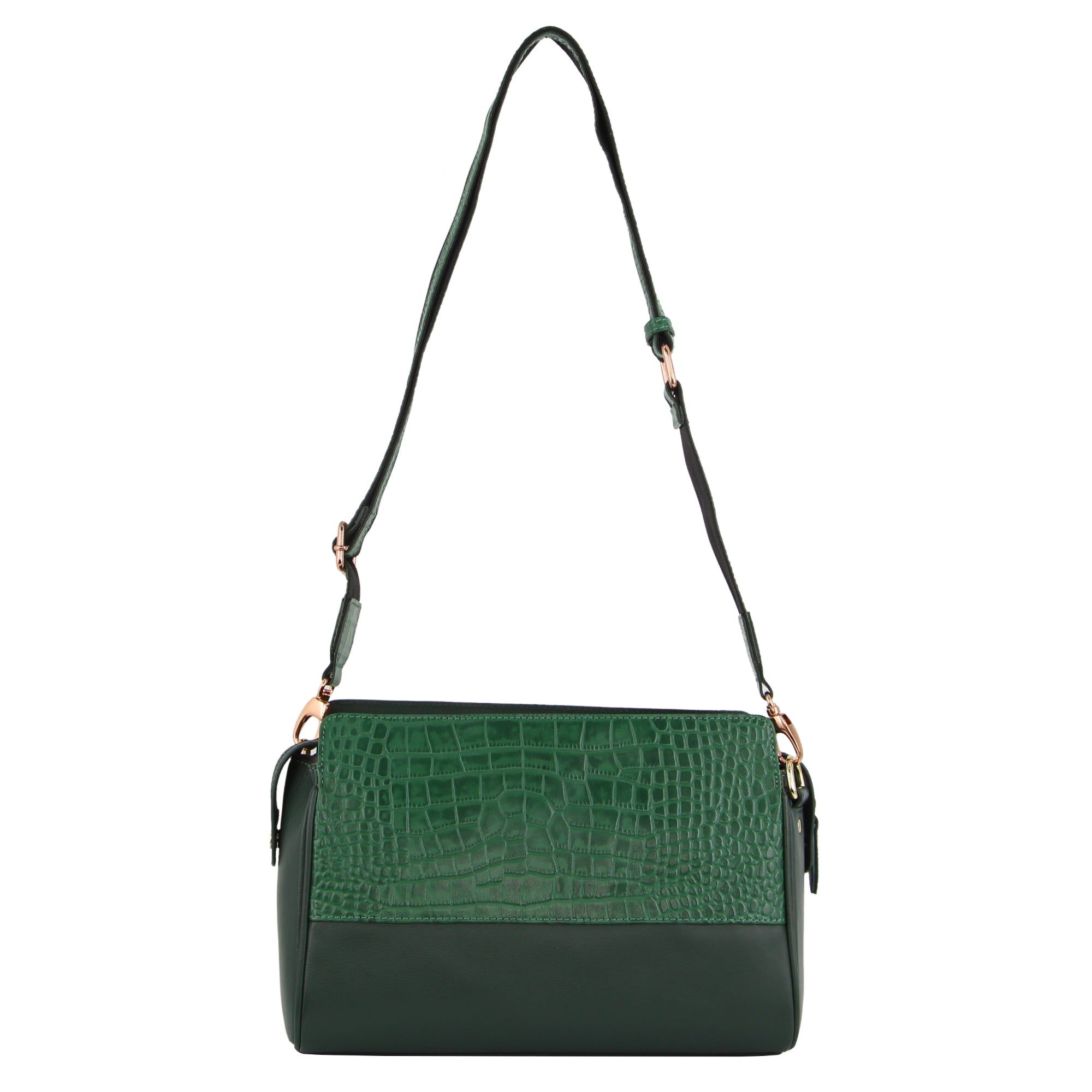 Pierre Cardin Croc-Embossed Leather Cross-Body Bag Green | JPXUG4978