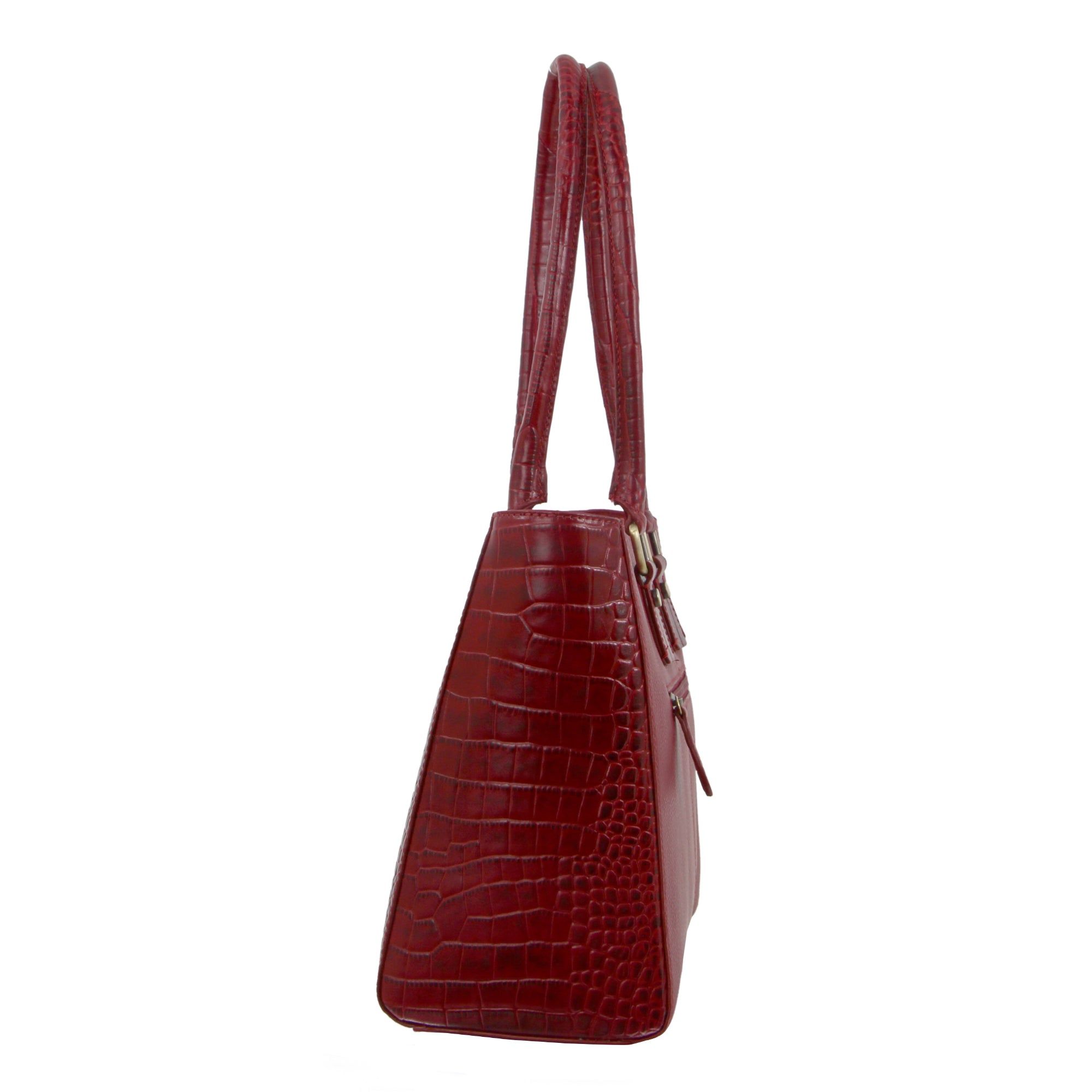 Pierre Cardin Croc-Embossed Leather Shoulder Bag Red | RGWIV1548