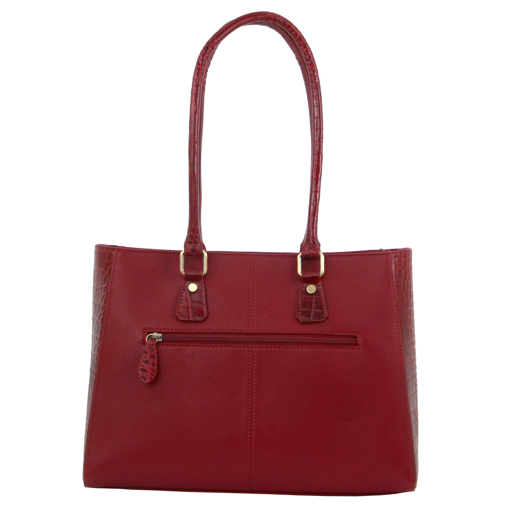 Pierre Cardin Croc-Embossed Leather Shoulder Bag Red | RGWIV1548